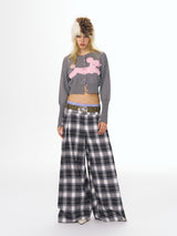 Gray Puppy Graphic Crop Cardigan