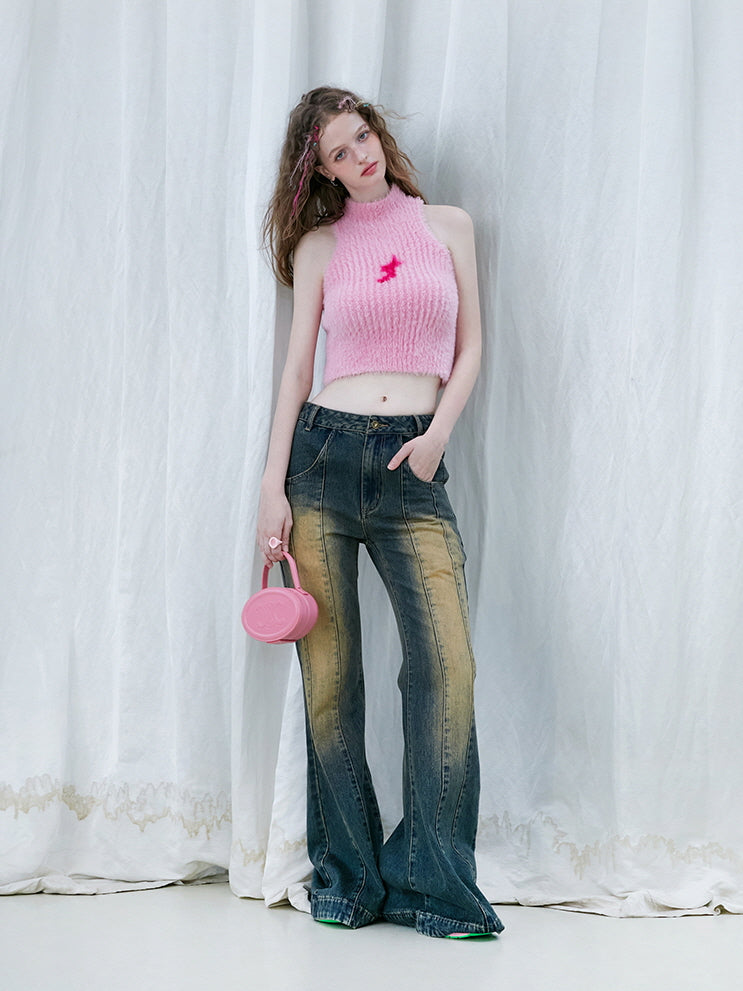 Pink Fuzzy Cropped Vest