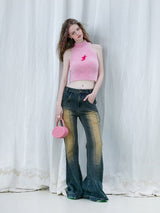 Pink Fuzzy Cropped Vest