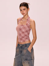 Split Check Halter Top