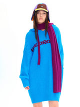 Oversized Hoodie Sweater Dress  Vivid Blue / Lime Green