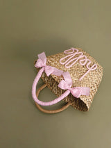 Pink Ribbon Straw Tote