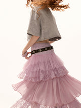 Layered Romantic Pink Maxi Skirt