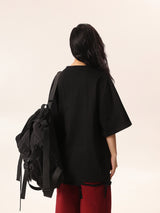 Black Tee with Pink Butterfly & Cut-Out Details