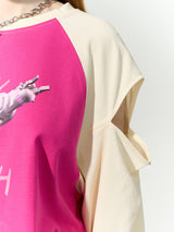 Pink & Beige Cutout Tee