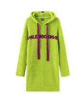 Oversized Hoodie Sweater Dress  Vivid Blue / Lime Green