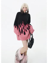 Pink Flame Oversized Sweater