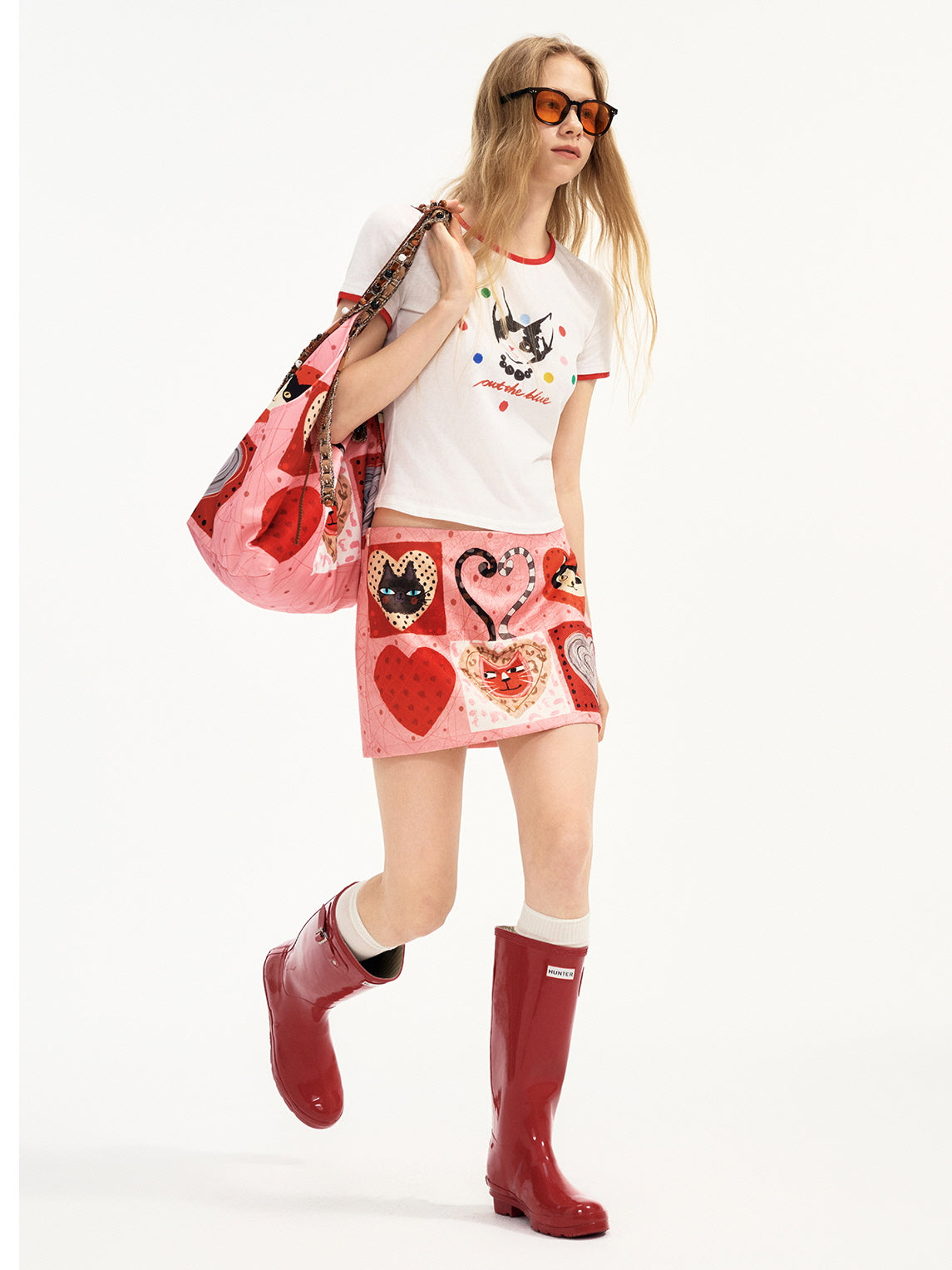 Pink Patchwork Mini Skirt