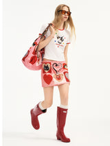 Pink Patchwork Mini Skirt