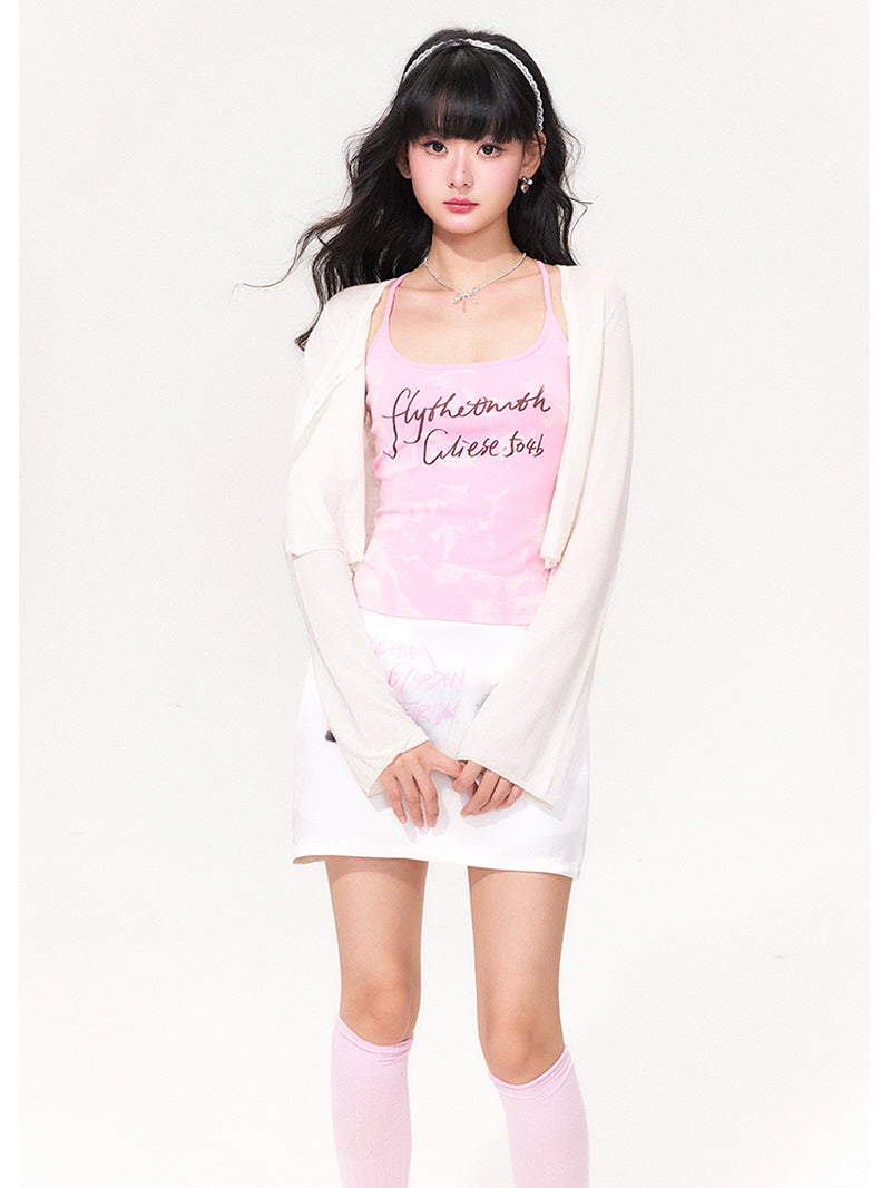 Pink Racerback Crop Tank