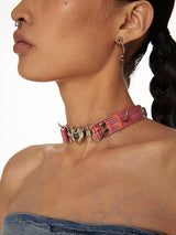 Spiked Heart Choker in Pink