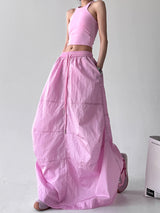 Candy Pink Parachute Maxi Skirt
