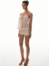 Pink Draped Tube Mini Dress