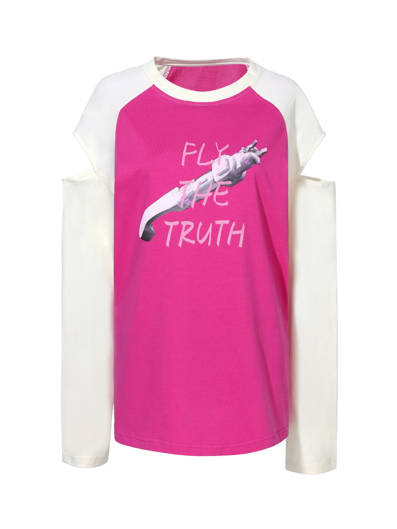Pink & Beige Cutout Tee