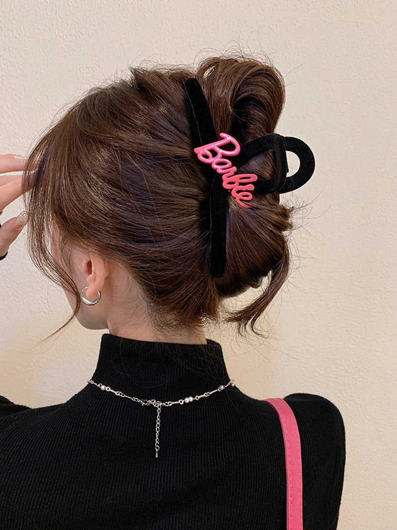 Pink Lettering Velvet Hair Claw