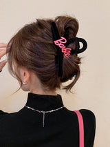 Pink Lettering Velvet Hair Claw