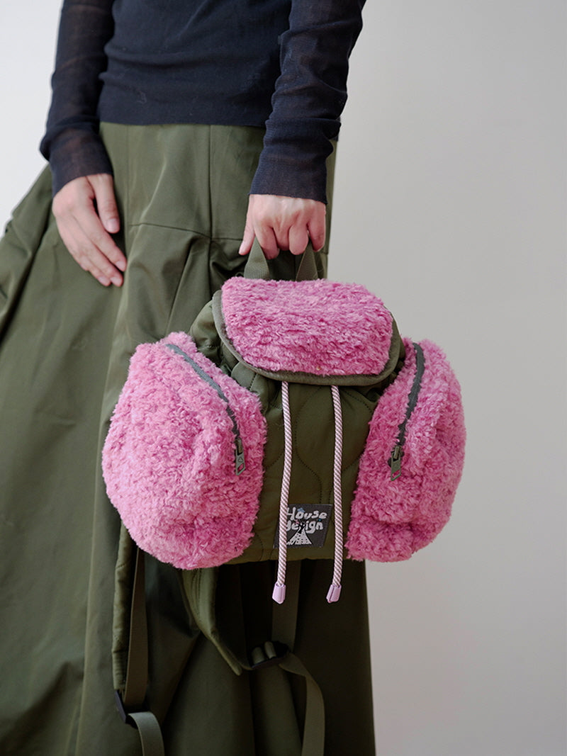 Colorblock Fur Backpack