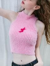 Pink Fuzzy Cropped Vest