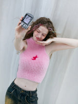Pink Fuzzy Cropped Vest