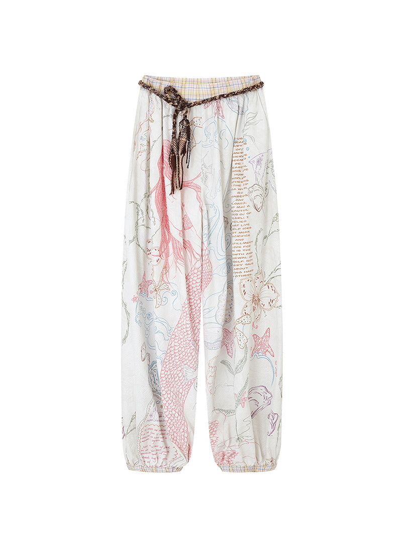 Pink Graphic Wide Pants
