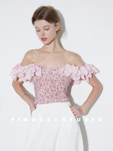 Jewel Strap Ruffle Top