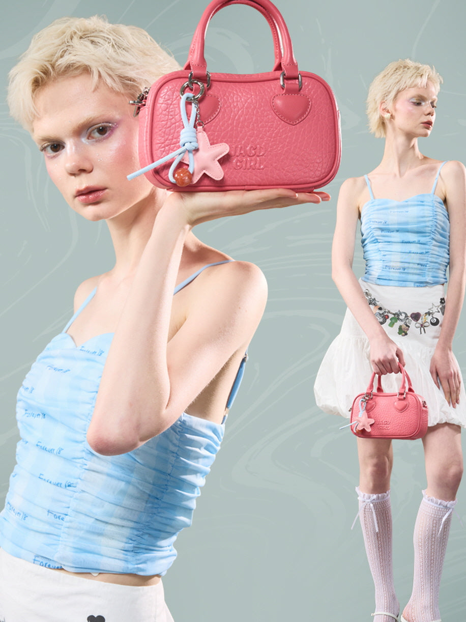 Mini Handle Heart Patch Bag