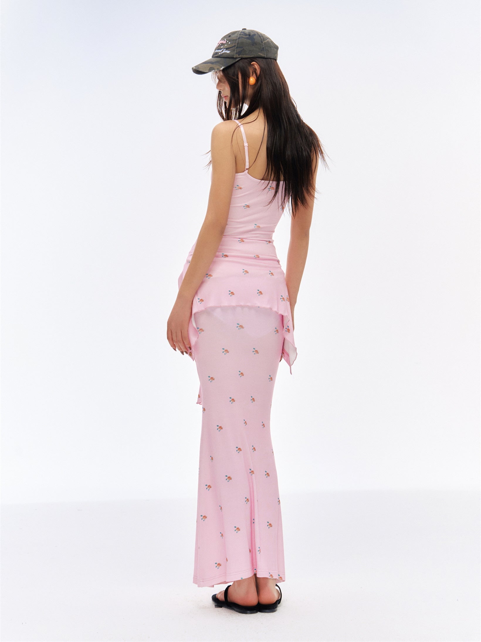 Pink Tie-Layer Mesh Dress