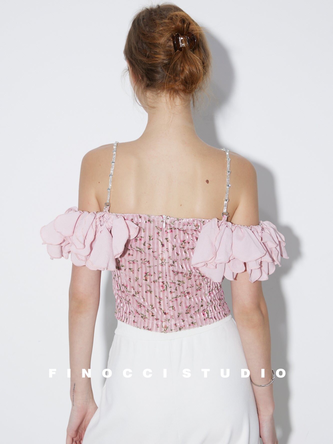 Jewel Strap Ruffle Top