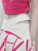 Hot Pink Lettering Slit Skirt
