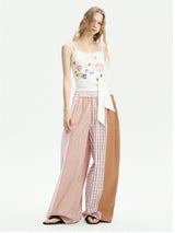 Pink Patchwork Wide Pants