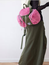 Colorblock Fur Backpack