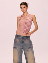 Split Check Halter Top