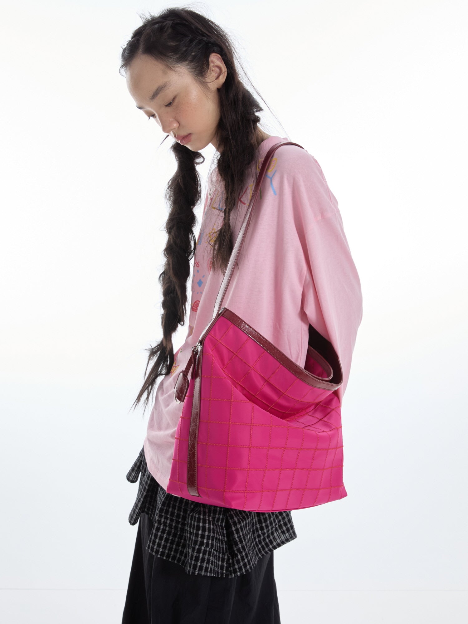 Pink Check Shoulder Bag