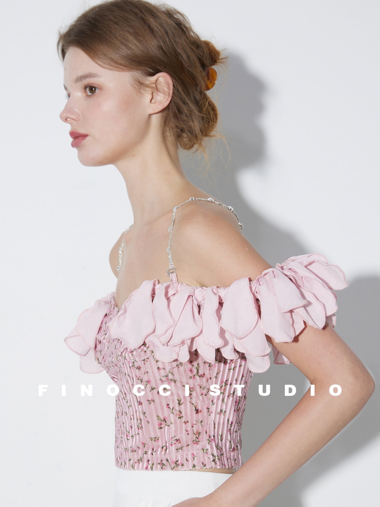 Jewel Strap Ruffle Top