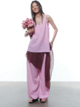 Pink Layered Loungewear - Vest / Pants / Skirt