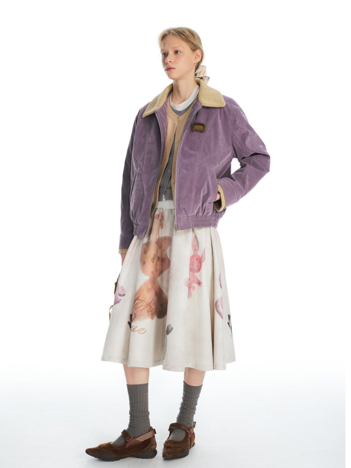 Lavender Corduroy Sherpa Jacket