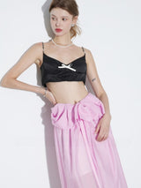 Peplum Sheer Midi Skirt