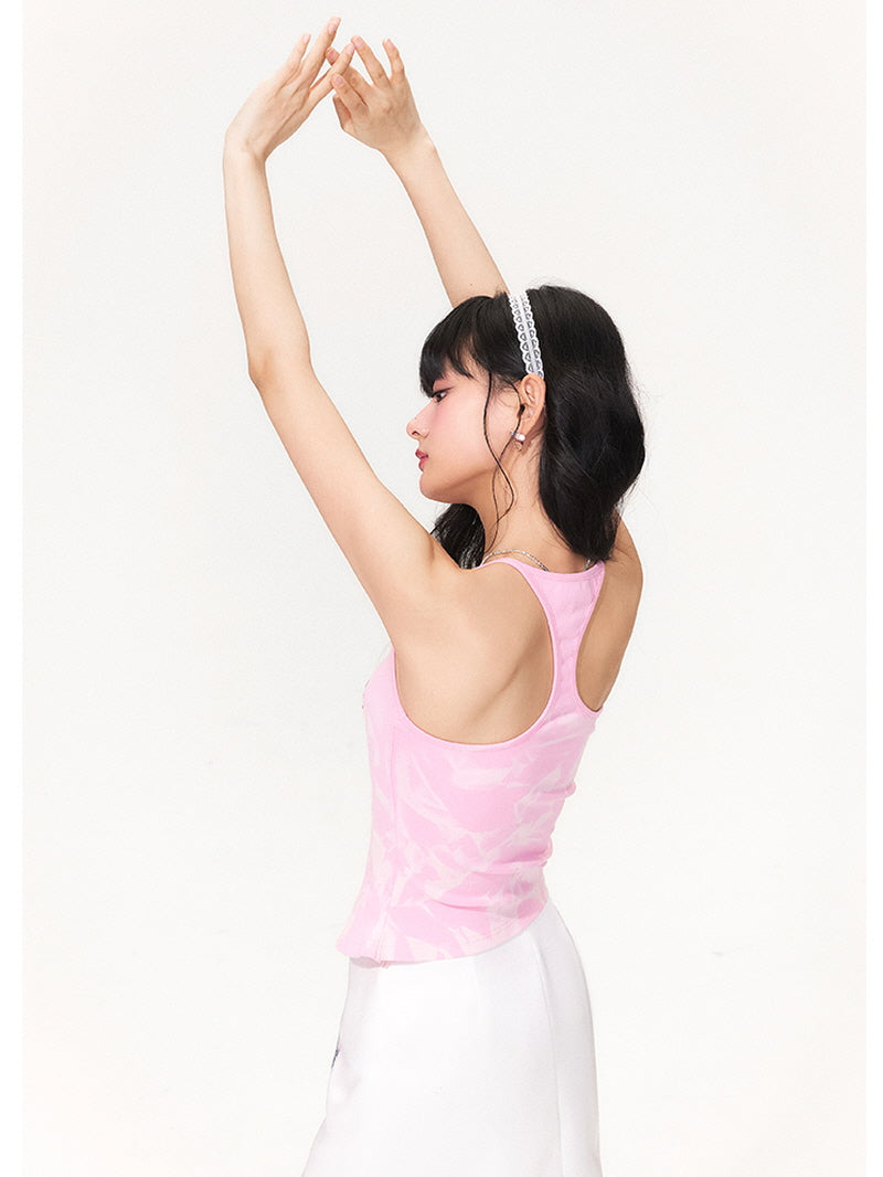 Pink Racerback Crop Tank