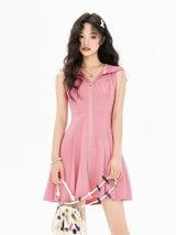 Pink Hooded Mini Dress