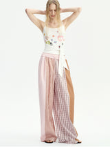 Pink Patchwork Wide Pants