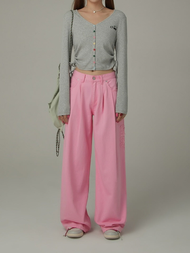 Pink Charm Wide-Leg Pants