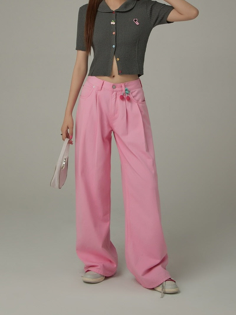 Pink Charm Wide-Leg Pants