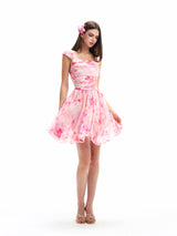 Watercolor Floral Chiffon Mini Dress
