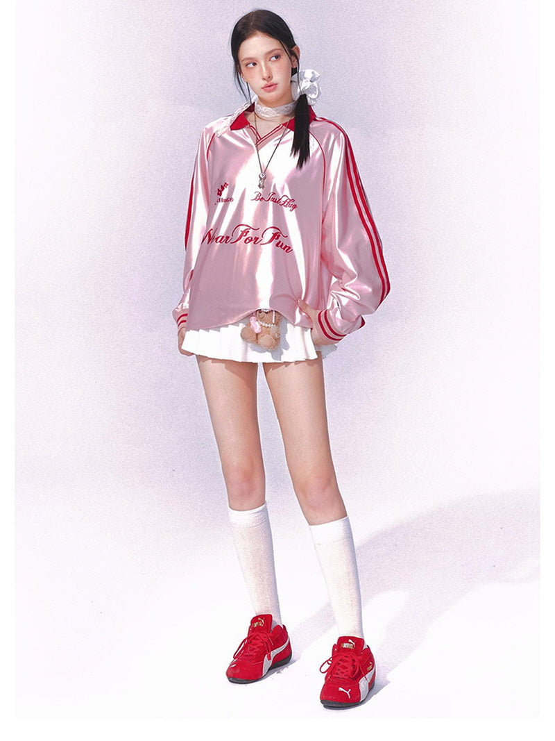 Pastel Pink Varsity Jersey Tee