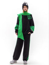 Black & Neon Green Boucle Loungewear Set