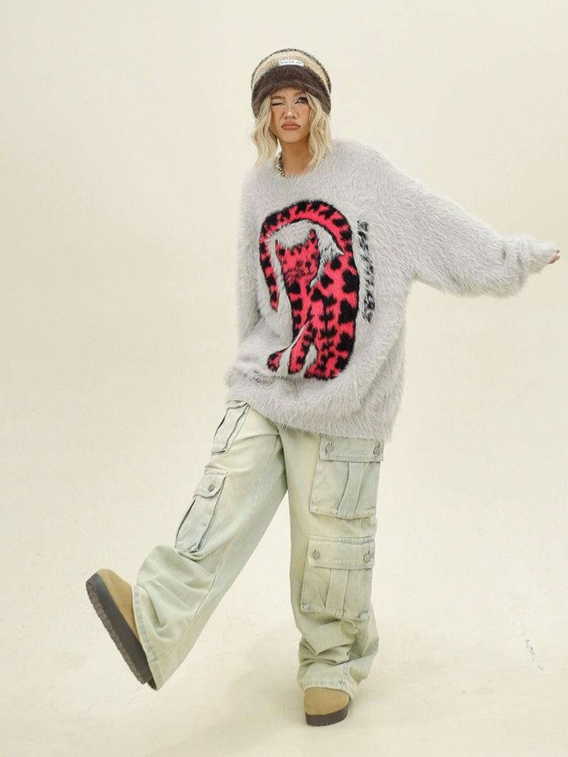 Pink Cat Knit Sweater