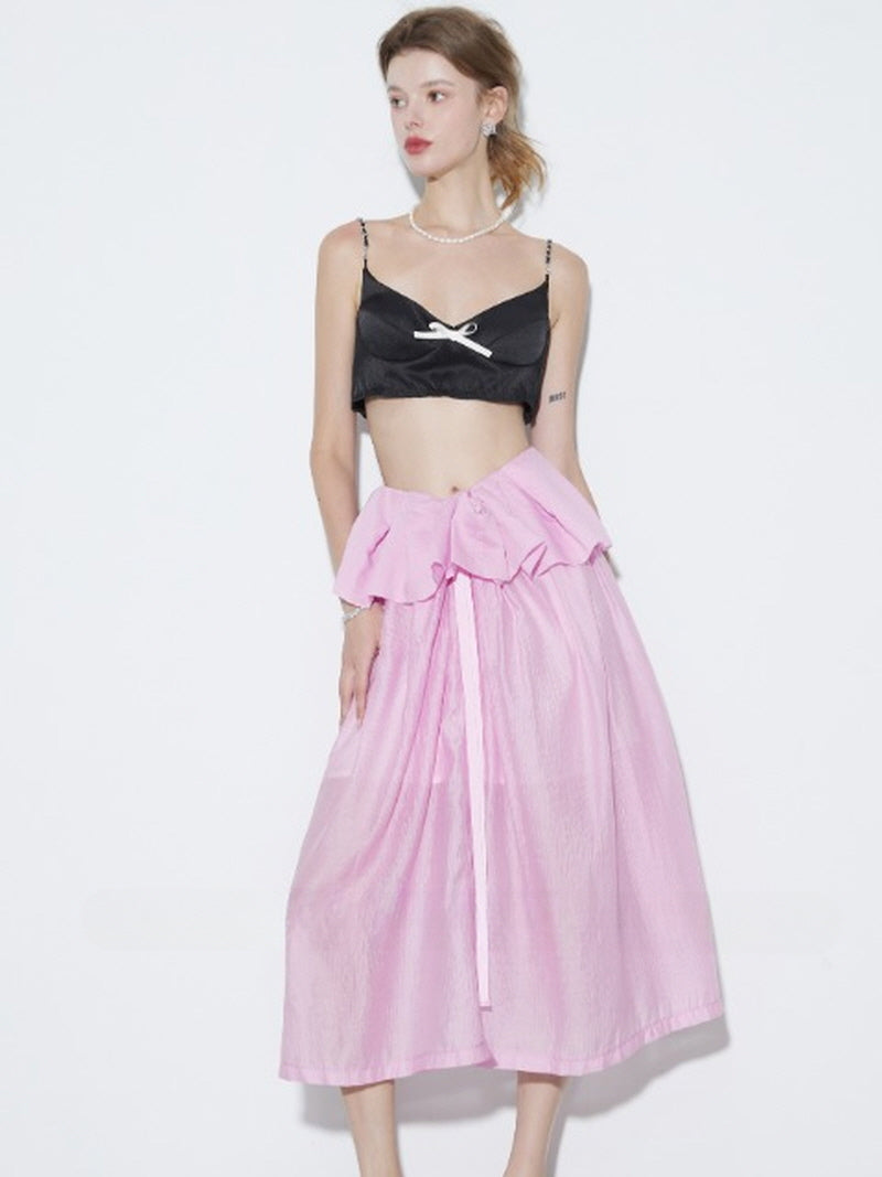 Peplum Sheer Midi Skirt
