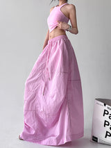Candy Pink Parachute Maxi Skirt