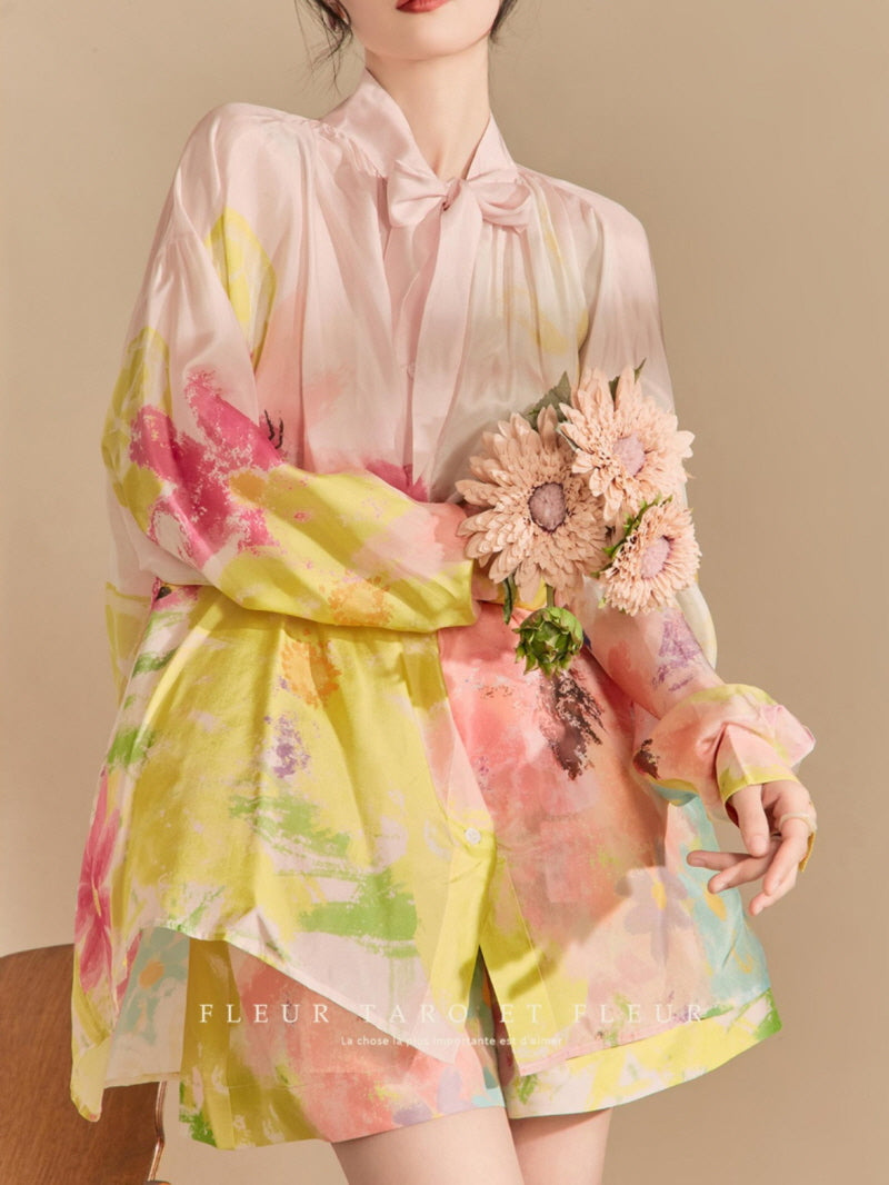 Floral Blouse & Shorts Set
