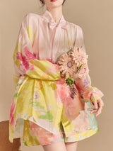 Floral Blouse & Shorts Set